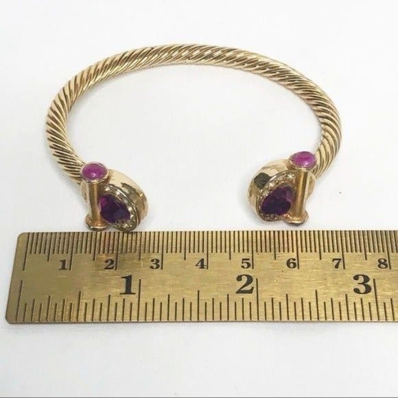 Bold Gold & Purple  Elegant  Earrings & Bracelet Jewelry Set - Picture 6 of 10
